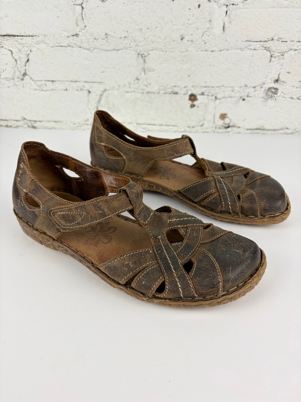 Josef Seibel Rosalie 29 Brown Leather Closed Toe Mary Jane Sandals 39 - Picture 4 of 11
